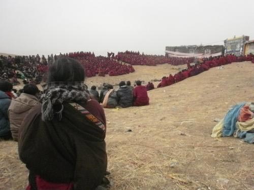 Prayer session at sky burial site