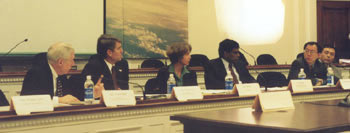 Bhuchung Testifies Before Congress ICT Director Bhuchung Tsering answers questions from Congressmen Frank Wolf (left) and Mark Udall (second from left). Others testifying included Amnesty International's T. Kumar (second from right), Tibet Justice Center's Eva Herzer (third from right) and Radio Free Asia Tibetan Service's Jigme Ngapo (far right).