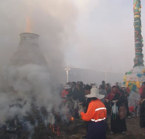 Tibetans celebrate at the Barkhor Tibetans celebrate at the Barkhor