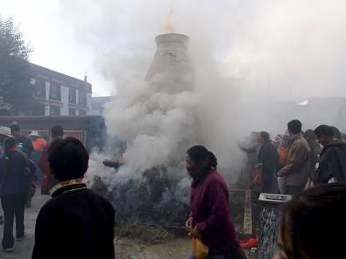 Tibetans celebrate at the Barkhor Tibetans celebrate at the Barkhor