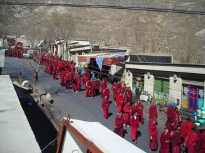 Monks demonstrating in Lhasa
