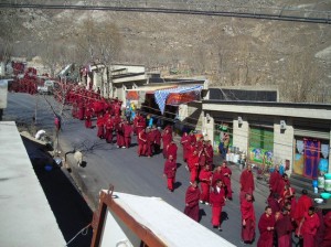 Monks demonstrating in Lhasa Monks demonstrating in Lhasa