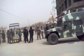 Roadblock preventing access to and from Kirti monastery in Ngaba.