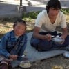 Tibetan refugees eating at the Tibetan Refugee Reception Center
