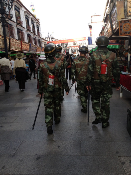 People’s Armed Police, equipped with fire extinguishers