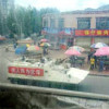 An armored vehicle rolls down a street in Lhasa.
