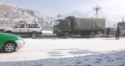 Green covered trucks