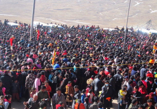 gathered to push for the release of popular Tibetan lama