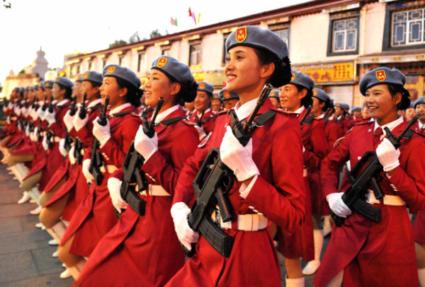 Scenes from a ceremony that was hosted in the square in front of the Potala Palace in Lhasa.