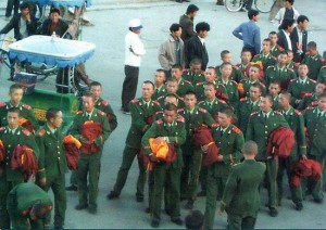 Chinese soldiers disguising themselves as Buddhist monks