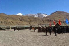 Troops gather near Mt Kailash last month.