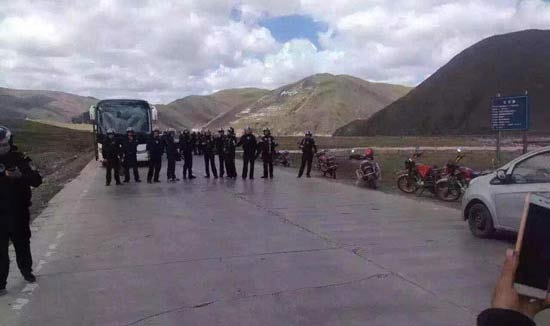 Armed police in riot gear at the protest on May 4.