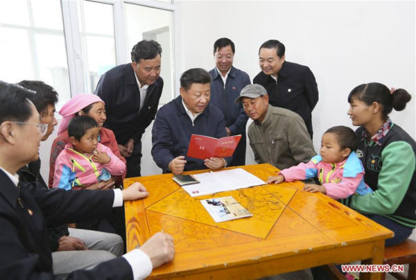 Daddy Xi with villagers